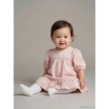 LC Waikiki Lcw Baby Pembe Nakışlı Bisiklet Yaka Balon Kollu Kız Bebek Elbise - 12 Ay