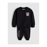 LC Waikiki LCW baby Siyah Bisiklet Yaka Beşiktaş Baskılı Erkek Bebek Eşofman Takım