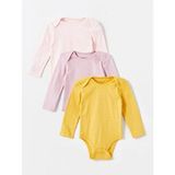 LC Waikiki Lcw Baby Uzun Kollu Kız Bebek Çıtçıtlı Body 3'lü - Pembe