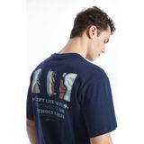 LC Waikiki Lcw Casual Bisiklet Yaka Kısa Kollu Baskılı Penye Erkek Tişört - M - Navy