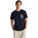 LC Waikiki Lcw Casual Bisiklet Yaka Kısa Kollu Baskılı Penye Erkek Tişört - Navy