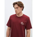 LC Waikiki Lcw Casual Bisiklet Yaka Kısa Kollu Baskılı Penye Erkek Tişört - XS - Bordo