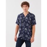 LC Waikiki Lcw Casual Regular Fit Kısa Kollu Desenli Erkek Gömlek - Navy
