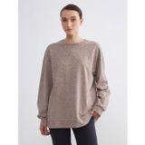 LC Waikiki LCW Comfort Kahverengi Bisiklet Yaka Taşlı Kadın Sweatshirt