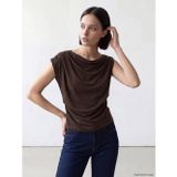 LC Waikiki LCW Comfort Kahverengi Dökümlü Yaka Büzgülü Bluz