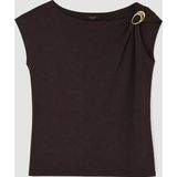 LC Waikiki LCW Comfort Kahverengi Kayık Yaka Metal Aplikeli Bluz