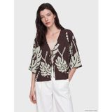 LC Waikiki LCW Comfort Kahverengi V Yaka Desenli Bluz