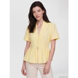 LC Waikiki LCW Comfort Sarı V Yaka %100 Pamuklu Peplum Bluz