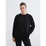LC Waikiki LCW Comfort Siyah Bisiklet Yaka Taşlı Kadın Sweatshirt