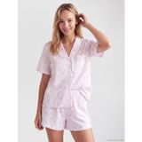 LC Waikiki LCW DREAM Ekru Fırfırlı Ekose Kadın Şortlu Pijama Takımı