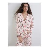 LC Waikiki LCW DREAM Ekru Gömlek Yaka Baskılı Hamile Pijama Takımı