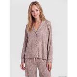 LC Waikiki LCW DREAM Ekru Gömlek Yaka Leopar Desenli Kadın Pijama Takımı