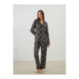 LC Waikiki LCW DREAM Pembe Gömlek Yaka Leopar Desenli Kadın Pijama Takımı