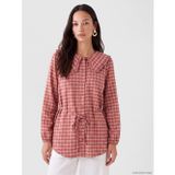 LC Waikiki LCW EVERYDAY Bordo Bebe Yaka Ekose Kadın Gömlek Tunik