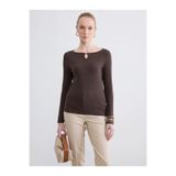LC Waikiki LCW EVERYDAY Kahverengi Bisiklet Yaka Kadın Body