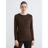 LC Waikiki LCW EVERYDAY Kahverengi Bisiklet Yaka Puantiyeli Kadın Body