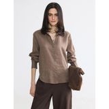 LC Waikiki Lcw Everyday Kahverengi Kadın %100 Keten Gömlek - 44 - Brown