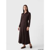 LC Waikiki LCW EVERYDAY Kahverengi Polo Yaka Belden Oturtmalı Elbise