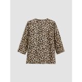 LC Waikiki LCW EVERYDAY Kahverengi V Yaka Leopar Desenli Bluz