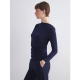 LC Waikiki LCW EVERYDAY Lacivert Bisiklet Yaka Büzgülü Kadın Body