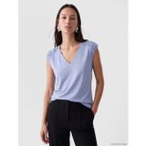 LC Waikiki LCW EVERYDAY Mavi V Yaka Soft Touch Büzgülü Bluz