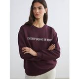 LC Waikiki LCW EVERYDAY Mürdüm Bisiklet Yaka Taşlı Kadın Sweatshirt