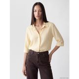 LC Waikiki LCW EVERYDAY Sarı Gömlek Yaka Dokulu Oversize Bluz