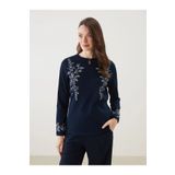 LC Waikiki LCW Grace Lacivert Bisiklet Yaka Çiçekli Bluz