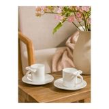 LC Waikiki LCW HOME Beyaz Fiyonk Baskılı 2 Kişilik Porselen Kahve Fincan Takımı 90 Ml