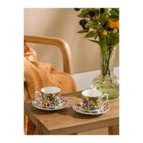 LC Waikiki LCW HOME Karışık Çiçek Desenli 2 Kişilik Porselen Kahve Fincan Takımı, 90 ml, Çok Renkli