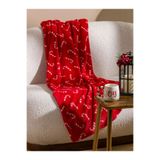 LC Waikiki LCW HOME Kırmızı Baston Baskılı Tv Battaniyesi 100x150 Cm