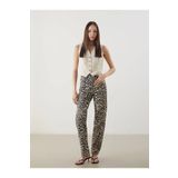 LC Waikiki LCW Jeans Ekru Leopar Desenli Straight Fit Kadın Jean Pantolon