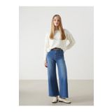 LC Waikiki LCW Jeans İNDİGO Beli Kemerli Wideleg Kadın Jean Pantolon