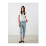 LC Waikiki LCW Jeans İndigo Beli Lastikli Mom Fit Kadın Jean Pantolon