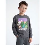LC Waikiki LCW Kids Antrasit Bisiklet Yaka Minecraft Baskılı Erkek Çocuk Tişört