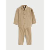 LC Waikiki Lcw Kids Bej Erkek Çocuk Gabardin Gömlek ve Pantolon - 4 - 5 Yaş