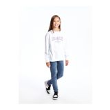 LC Waikiki LCW Kids Beyaz Bisiklet Yaka Kız Çocuk Sweatshirt