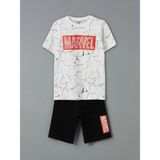 LC Waikiki Lcw Kids Beyaz Bisiklet Yaka Marvel Baskılı Erkek Çocuk Şortlu Pijama Takımı - 7 - 8 Yaş