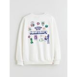 LC Waikiki Lcw Kids Beyaz Bisiklet Yaka Minecraft Baskılı Kız Çocuk Sweatshirt - 9 - 10 Yaş