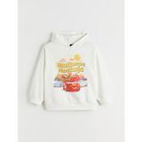 LC Waikiki LCW Kids Beyaz Kapüşonlu Arabalar Baskılı Kız Çocuk Sweatshirt