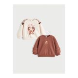 LC Waikiki LCW Kids Bisiklet Yaka Baskılı Kız Çocuk Sweatshirt 2'li