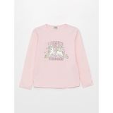 LC Waikiki Lcw Kids Bisiklet Yaka Baskılı Uzun Kollu Kız Çocuk Tişört - 7 - 8 Yaş - Pembe