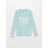 LC Waikiki Lcw Kids Bisiklet Yaka Baskılı Uzun Kollu Kız Çocuk Tişört - 7 - 8 Yaş - Yeşil
