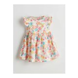 LC Waikiki LCW Kids Bisiklet Yaka Çiçekli Kız Çocuk Poplin Elbise