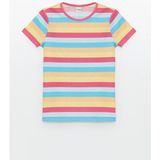 LC Waikiki Lcw Kids Bisiklet Yaka Çizgili Kısa Kollu Kız Çocuk Tişört - 10 - 11 Yaş - Blue