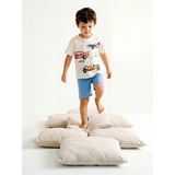 LC Waikiki Lcw Kids Ekru Araba Baskılı Erkek Çocuk Şortlu Pijama Takımı - 6 - 7 Yaş