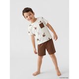 LC Waikiki Lcw Kids Ekru Baskılı Erkek Çocuk Şortlu Pijama Takımı - 4 - 5 Yaş