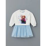 LC Waikiki Lcw Kids Ekru Bisiklet Yaka Elsa Baskılı Kız Çocuk Elbise - 9 - 10 Yaş - Açık Ekru