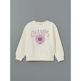 LC Waikiki Lcw Kids Ekru Bisiklet Yaka Kız Çocuk Kalın Sweatshirt - Cream - 12 - 13 Yaş