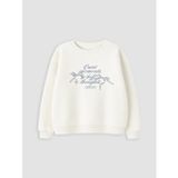 LC Waikiki LCW Kids Ekru Bisiklet Yaka Nakışlı Kız Çocuk Kalın Sweatshirt